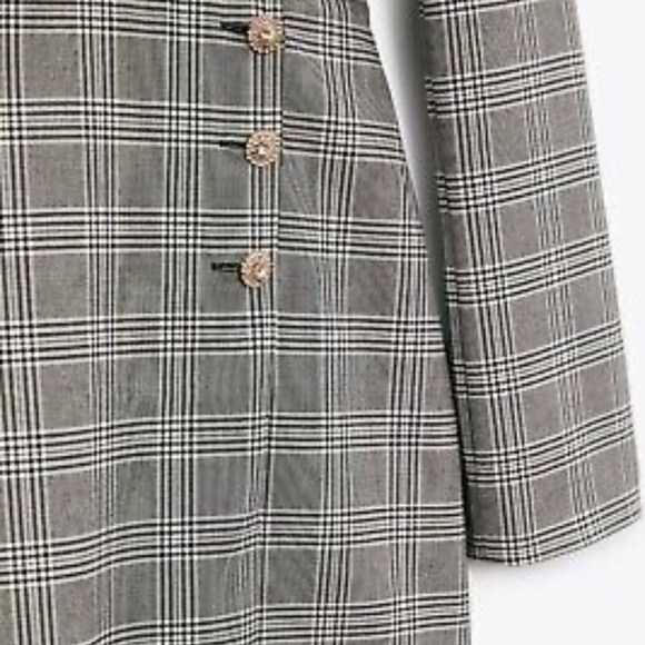 NWT ZARA Blogger Favorite Gray Black Plaid Blazer Mini Dress XS Preppy - Picture 6 of 13